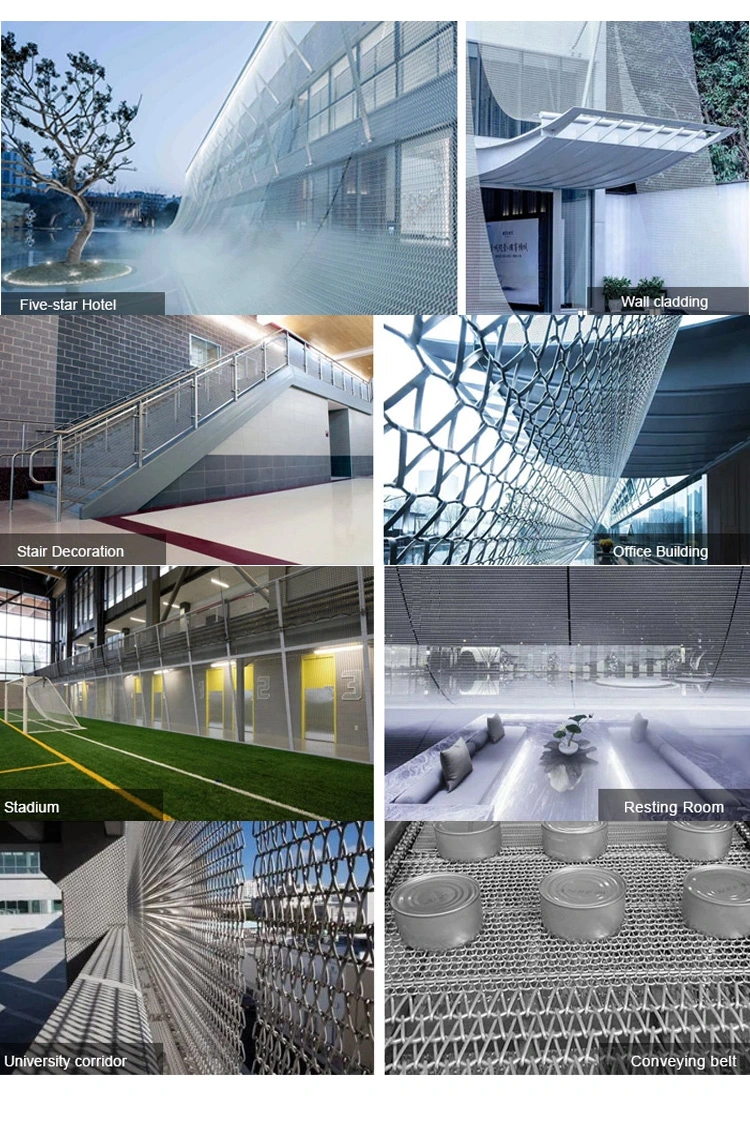 Architecture and Interior Design Aluminum Metal Mesh Curtain Drapery Conveyor Belt